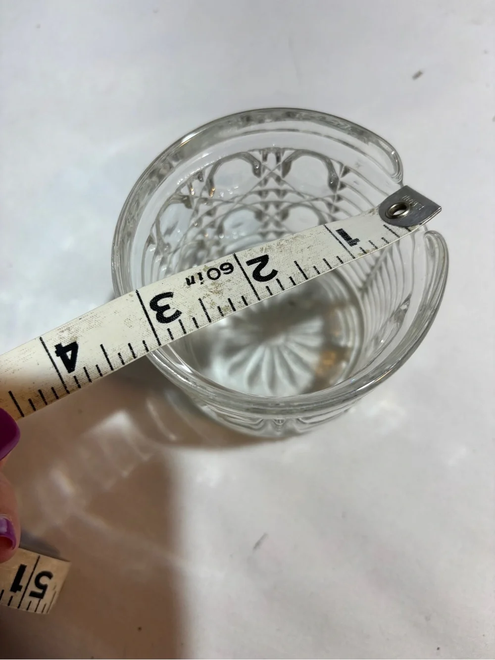 Clear Pressed jelly jar - Textured Pattern